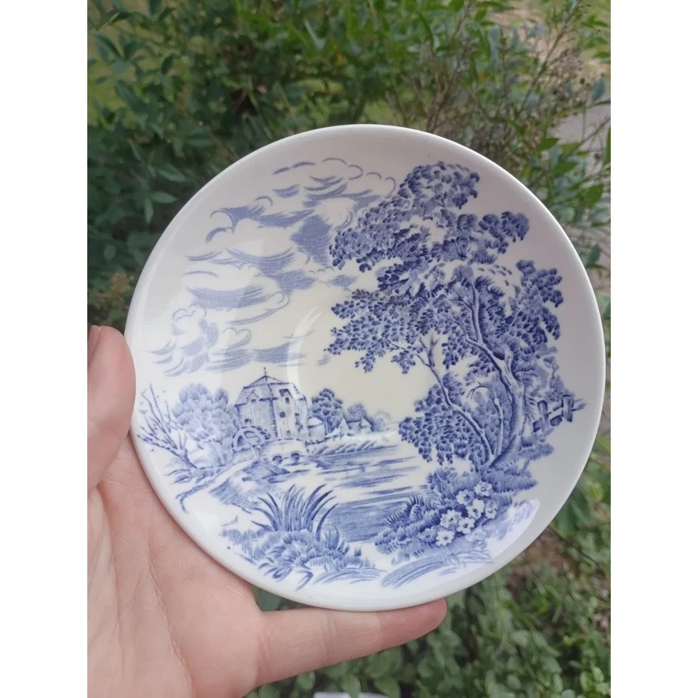 Vintage Blue & White Enoch Wedgwood Tunstall Countryside Saucer (1) England